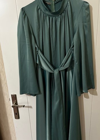 Nakışlı Turkuaz elbise - Görsel 5