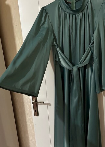 Nakışlı Turkuaz elbise - Görsel 2