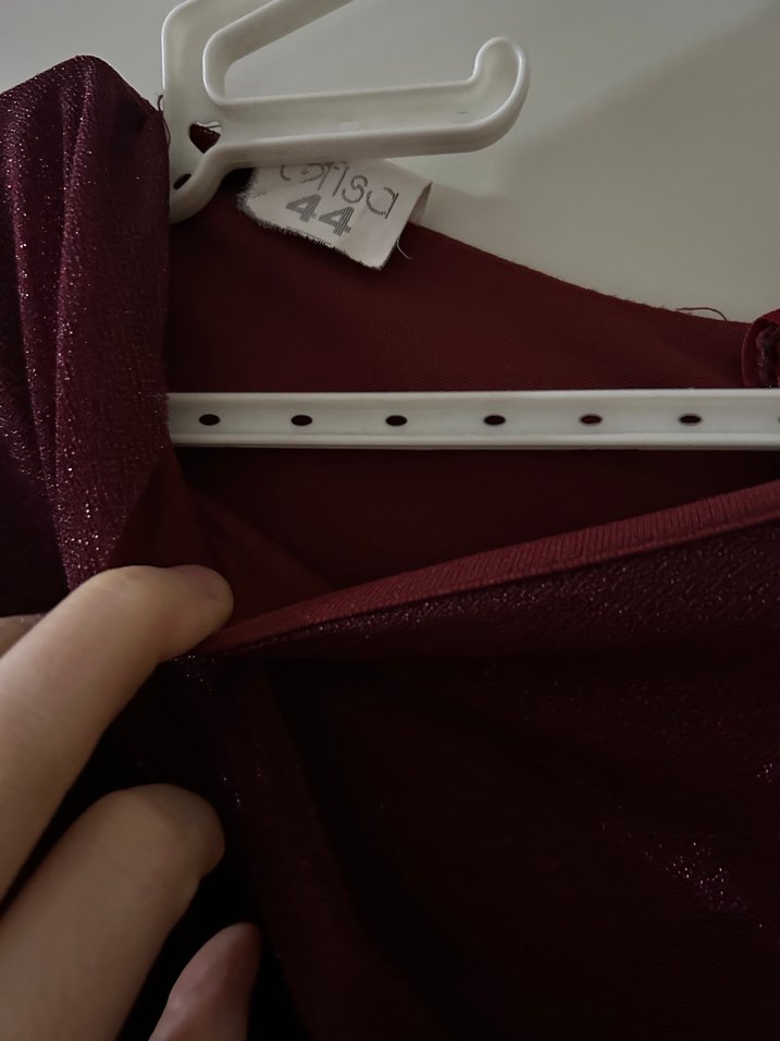 Bordo Düğmeli Uzun Kollu Kadın Elbise - Görsel 4