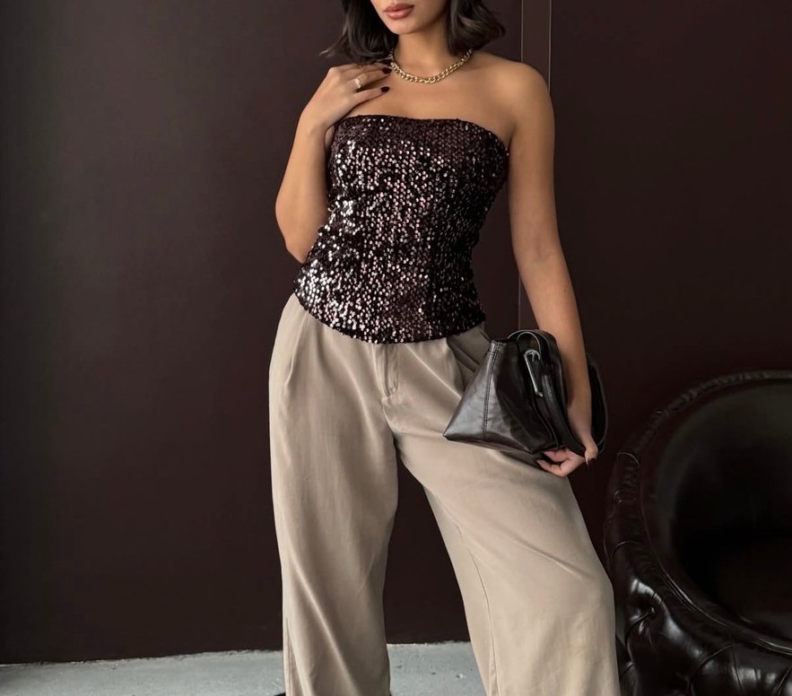 Işıltılı Straplez Kadın Bustiyer - Görsel 2