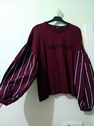 karpuz kollu bordo sweatshirt