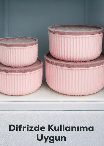 4'lü Pembe Pastel Saklama Kabı Seti - Görsel 5