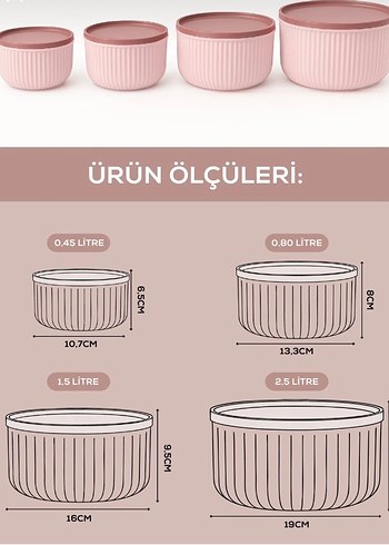 4'lü Pembe Pastel Saklama Kabı Seti - Görsel 6
