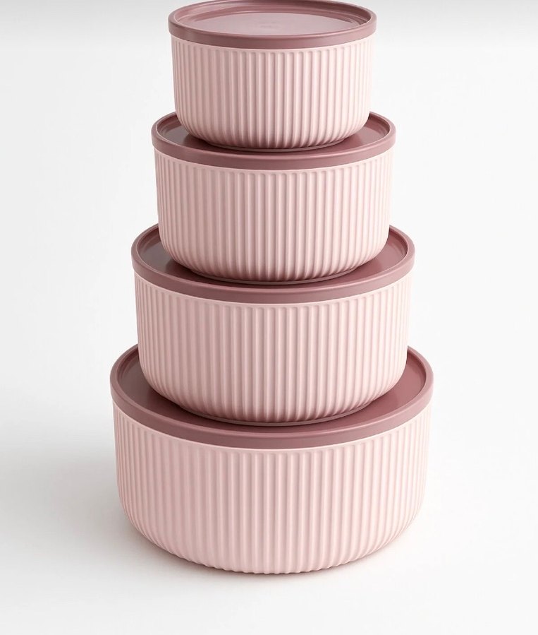 4'lü Pembe Pastel Saklama Kabı Seti - Görsel 3