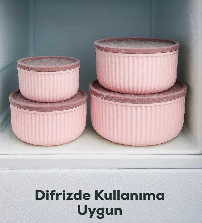 4'lü Pembe Pastel Saklama Kabı Seti - Görsel 5