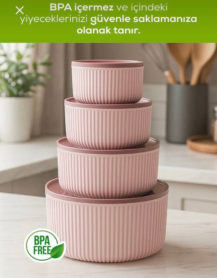 4'lü Pembe Pastel Saklama Kabı Seti - Görsel 2