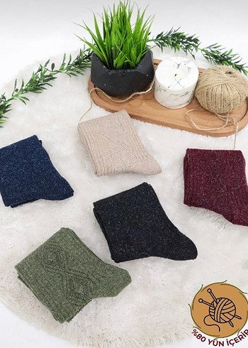 Renkli Nakışlı Kısa Kadife Çorap 5 Çift - Görsel 3