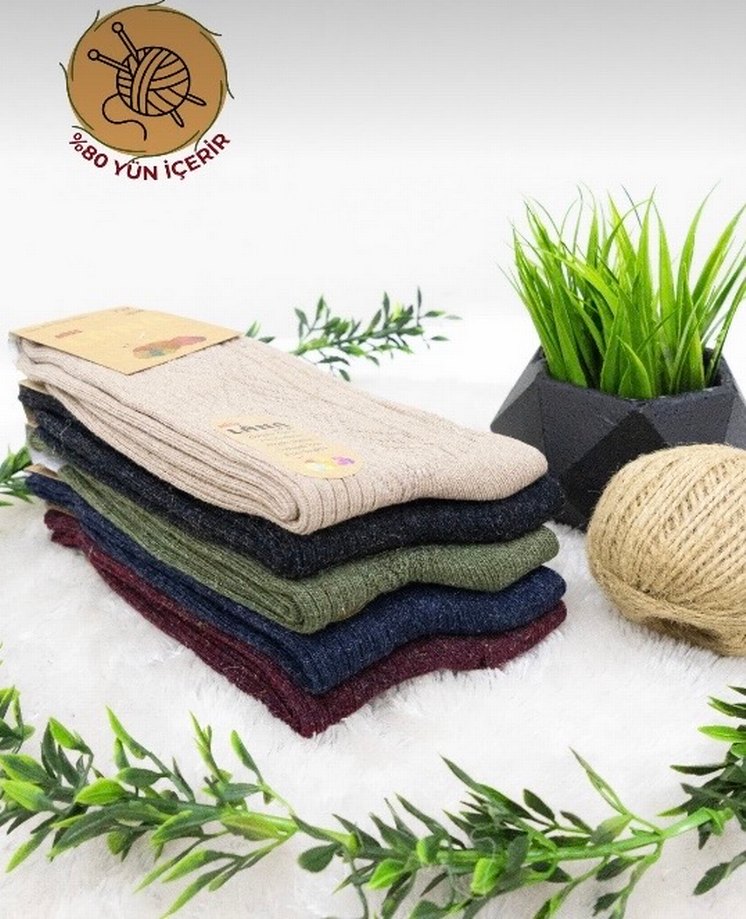 Renkli Nakışlı Kısa Kadife Çorap 5 Çift - Görsel 5