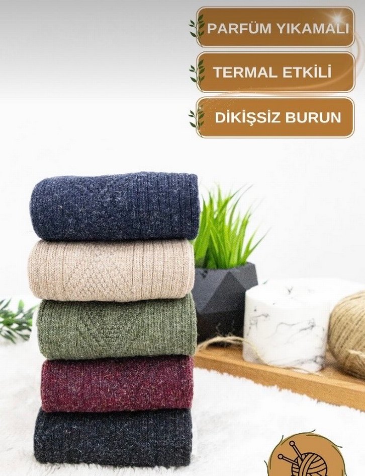 Renkli Nakışlı Kısa Kadife Çorap 5 Çift - Görsel 4