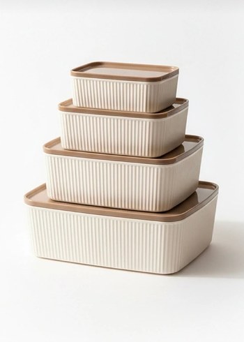 Bej 4'lü Saklama Kabı Seti - Görsel 3