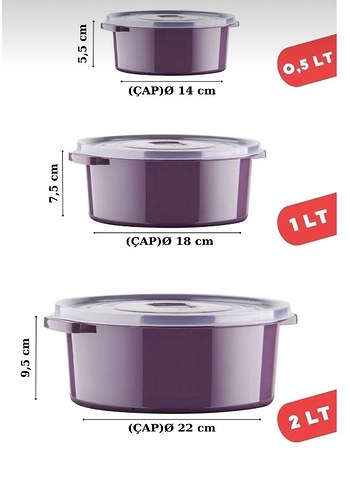 Mor Plastik 6'lı Saklama Kabı Seti - Görsel 6
