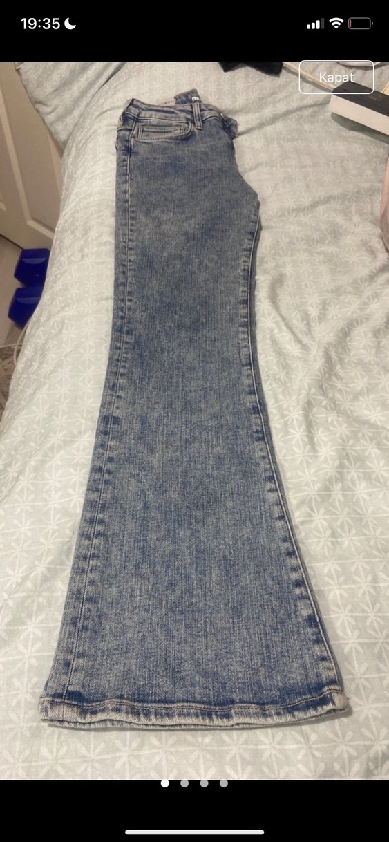 Mavi K.MOVE Düğmeli Gri Baskılı Kadın Kot - Görsel 3