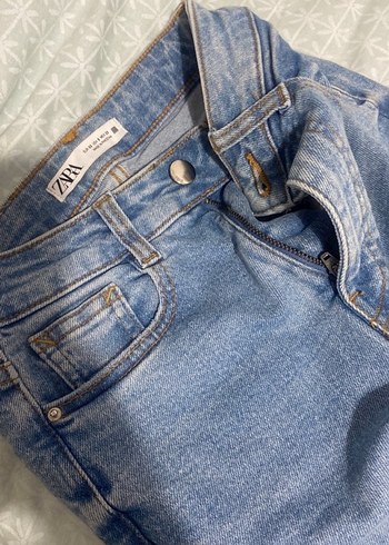 Zara Düğmeli Mavi Midi Denim Kadın Jean - Görsel 3