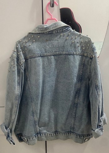 Gri Düğmeli Uzun Kollu Kot Ceket - Görsel 2