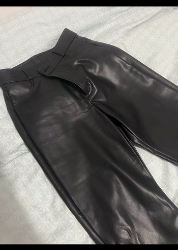 Siyah Deri Kadın STRADİVARİUS  Pantolon - Görsel 5