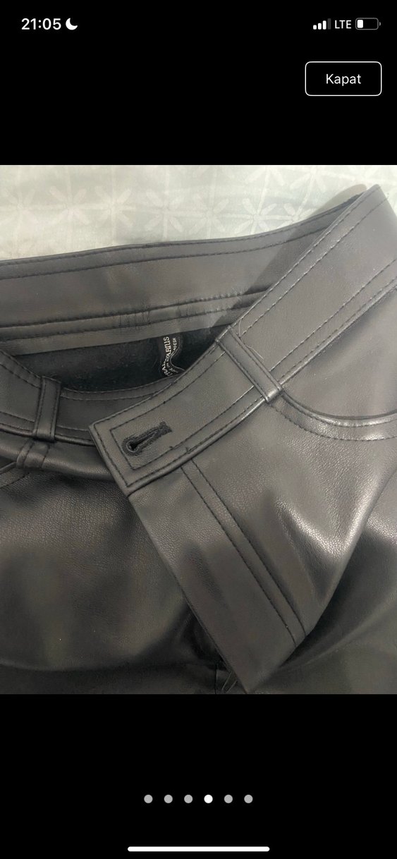 Siyah Deri Kadın STRADİVARİUS  Pantolon - Görsel 4