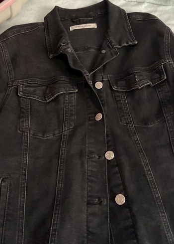 Düğmeli Siyah Kadın Denim Ceket - Görsel 2