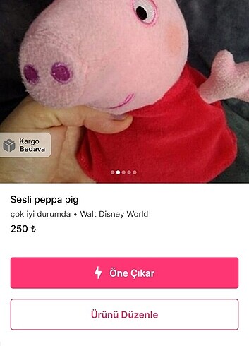  Beden Renk 2 adetPeppa pig pelus