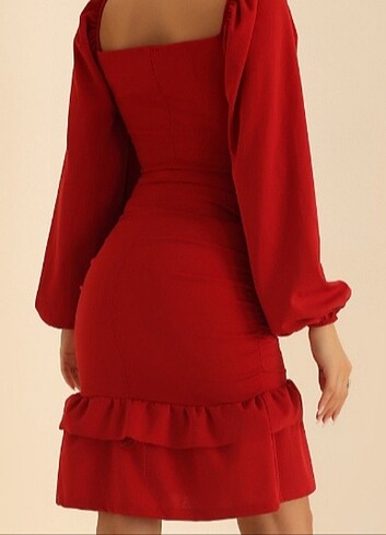 s Beden Kırmızı likralı elbise