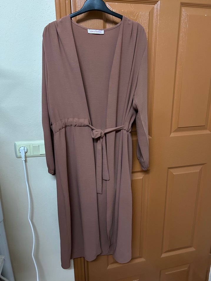 Bej Uzun Kollu Salaş kimono - Görsel 2