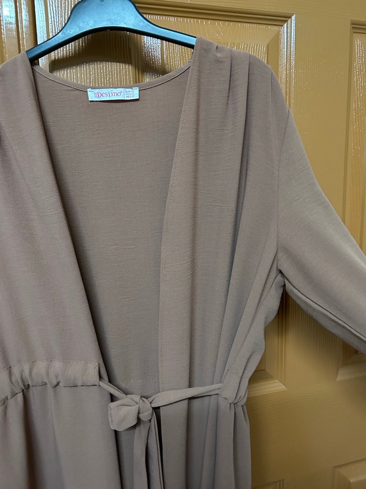 Bej Uzun Kollu Salaş kimono - Görsel 3
