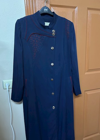 Düğmeli Lacivert Kadın pardesü - Görsel 3