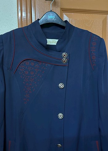 Düğmeli Lacivert Kadın pardesü - Görsel 2