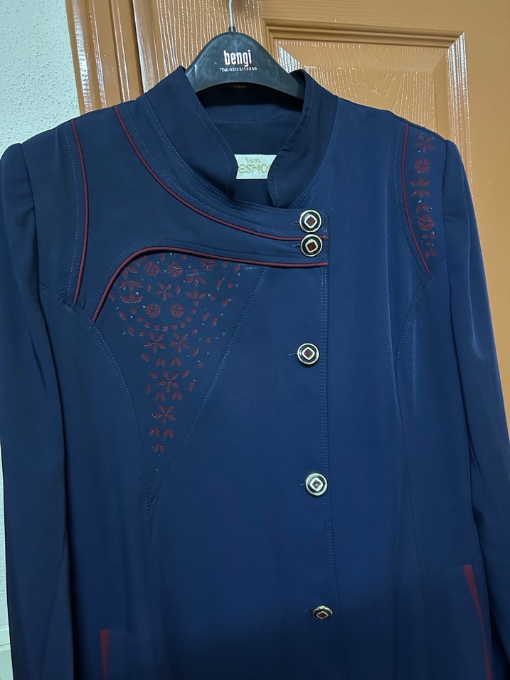 Düğmeli Lacivert Kadın pardesü - Görsel 4