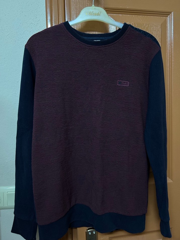 Bordo Lacivert Erkek Triko Sweatshirt - Görsel 2