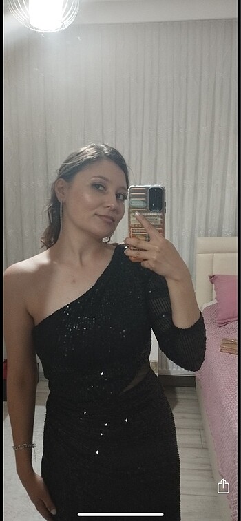 Diğer payetli düğün mezuniyet gece elbisesi parlak yırtmaçlı abiye