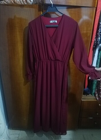 40 Beden bordo Renk Elbise