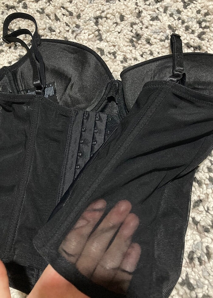 Siyah korse crop - Görsel 4