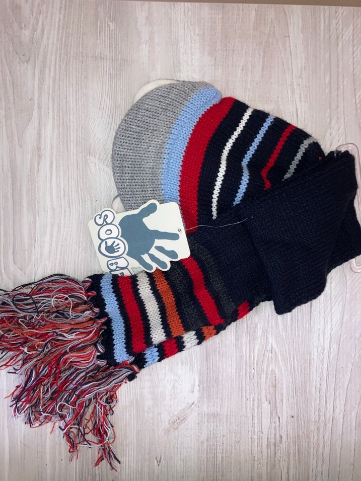 Erkek Çocuk Çok Renkli Çizgili Örgü Bere ve Atkı - Görsel 2