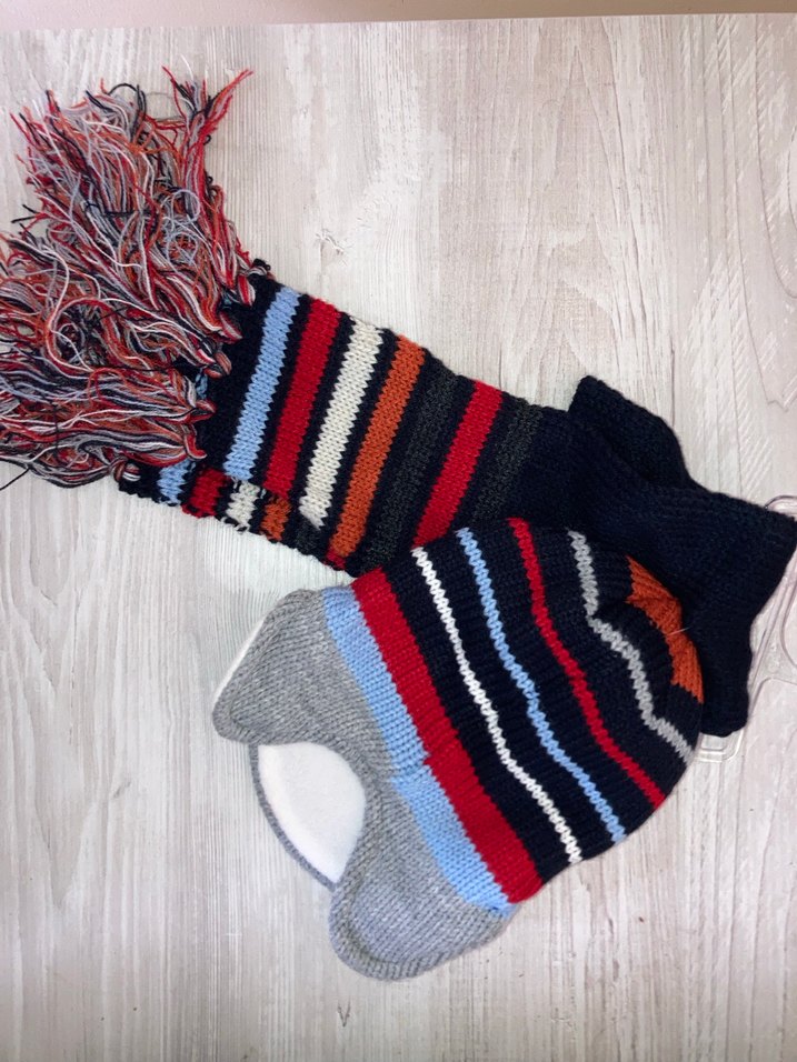 Erkek Çocuk Çok Renkli Çizgili Örgü Bere ve Atkı - Görsel 3