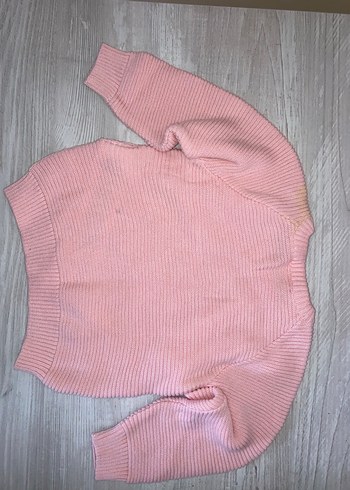 Düğmeli Pembe Kız Triko Hırka - Görsel 2