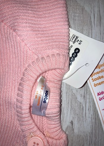 Düğmeli Pembe Kız Triko Hırka - Görsel 3