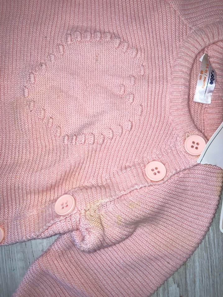 Düğmeli Pembe Kız Triko Hırka - Görsel 4