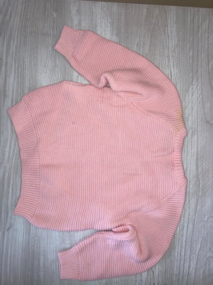 Düğmeli Pembe Kız Triko Hırka - Görsel 2