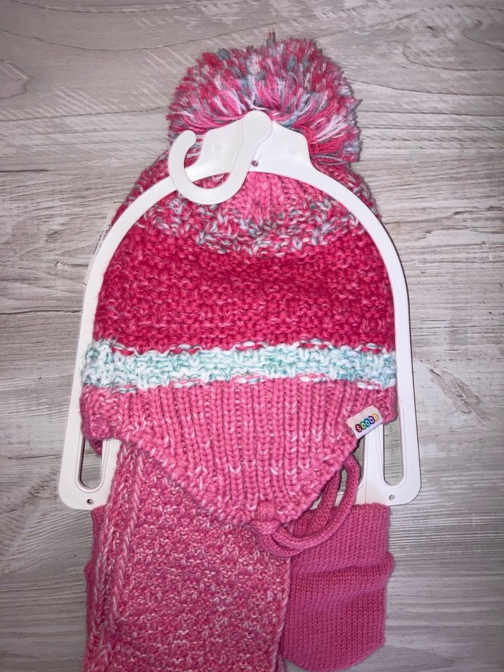 Çiçek Detaylı Pembe Örgü Çocuk Bere ve Atkı Seti - Görsel 4