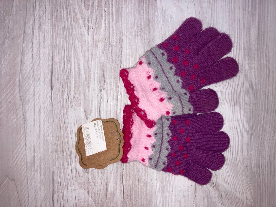 Mor Nakışlı Kız Çocuk Eldiveni - Görsel 2