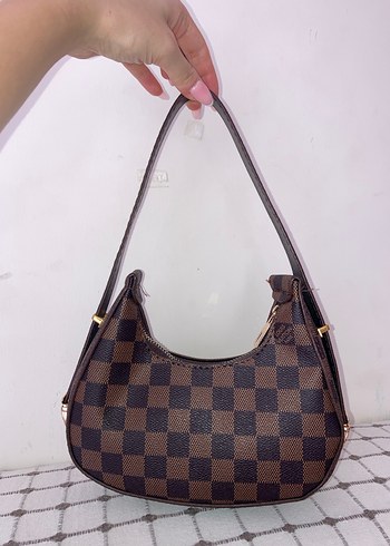 Kahverengi Kareli Deri Kadın Omuz Çantası - Görsel 4