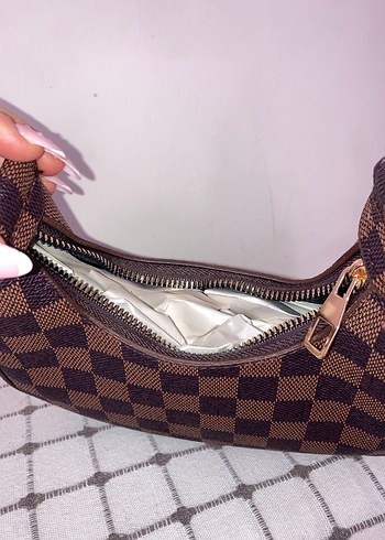 Kahverengi Kareli Deri Kadın Omuz Çantası - Görsel 6