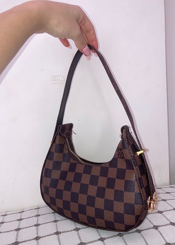 Kahverengi Kareli Deri Kadın Omuz Çantası - Görsel 3