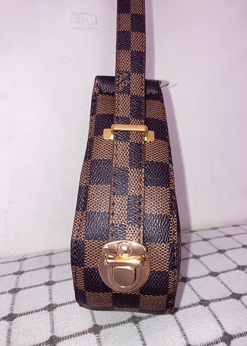 Kahverengi Kareli Deri Kadın Omuz Çantası - Görsel 5