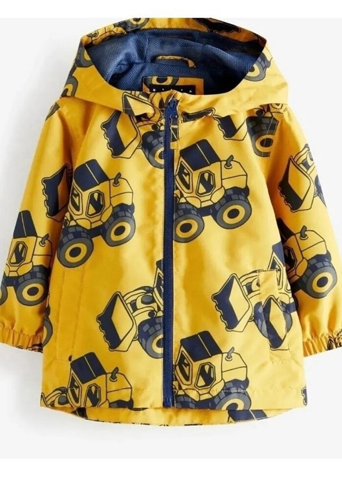 Kepçe Desenli Kapüşonlu Fermuarlı Yağmurluk  - Görsel 2
