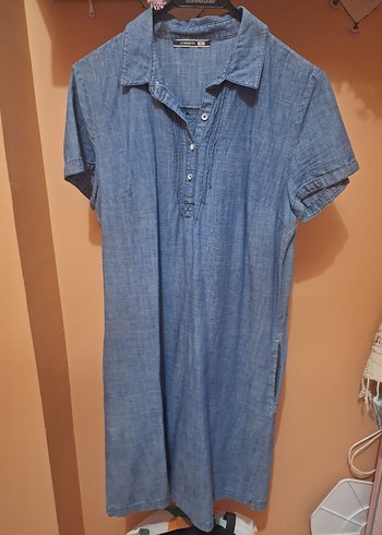 LC Waikiki Düğmeli Kısa Kollu Kot Elbise