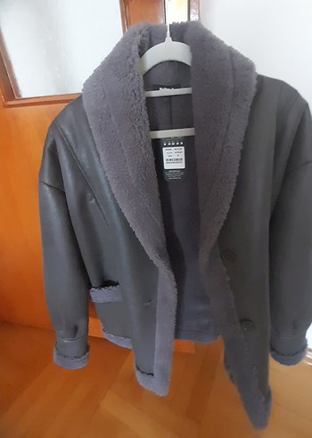 Gri  Kadın Midi Ceket Kürklü - Görsel 3