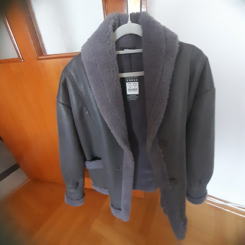 Gri  Kadın Midi Ceket Kürklü - Görsel 3