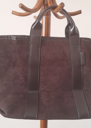 Kahverengi Süet Tokalı Kadın Çantası - Görsel 3