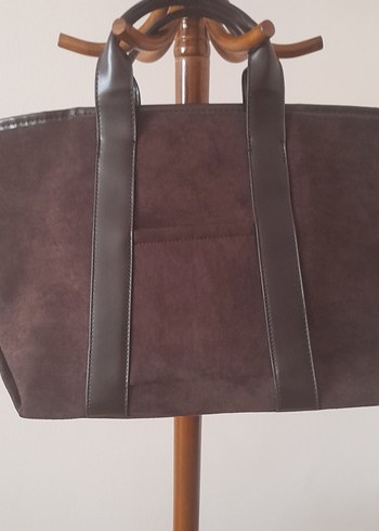 Kahverengi Süet Tokalı Kadın Çantası - Görsel 2